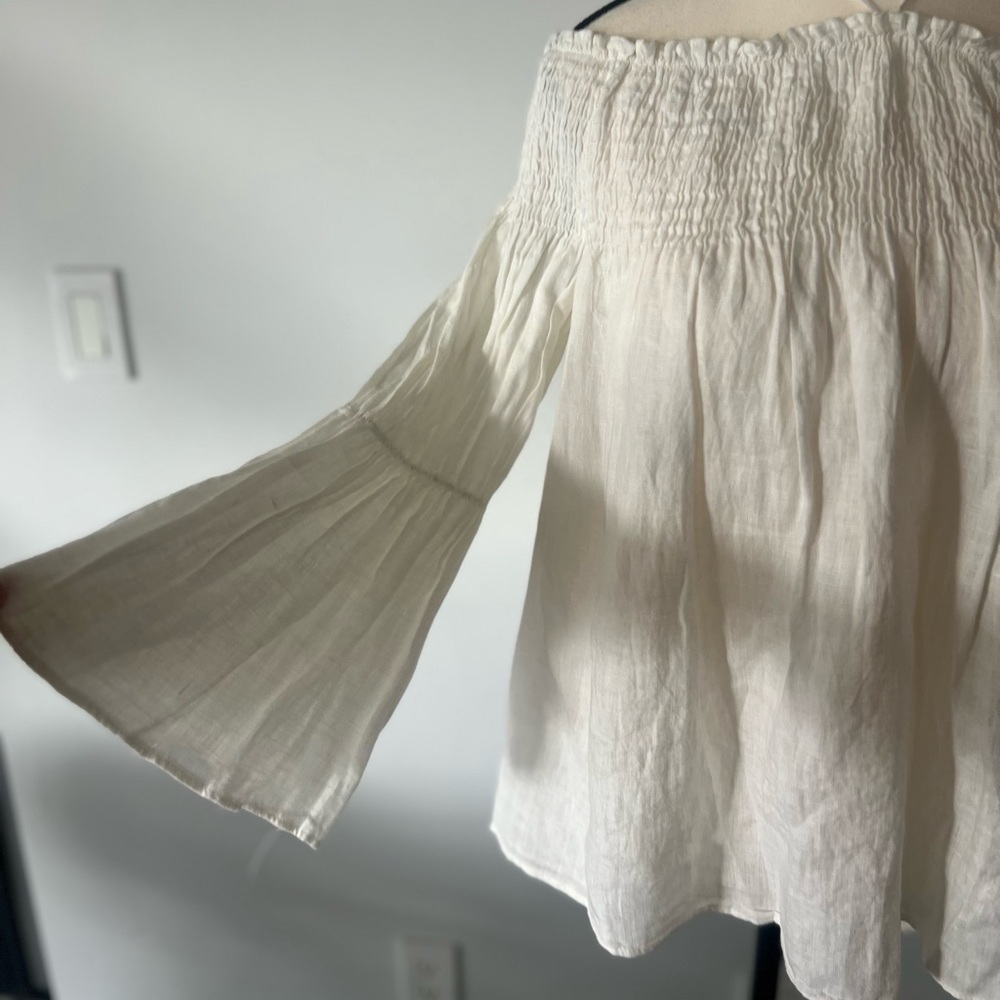 Zara Linen Bohemian Shirt | New with Tags | Elegant Neck Detail | Size M - Picture 7 of 15